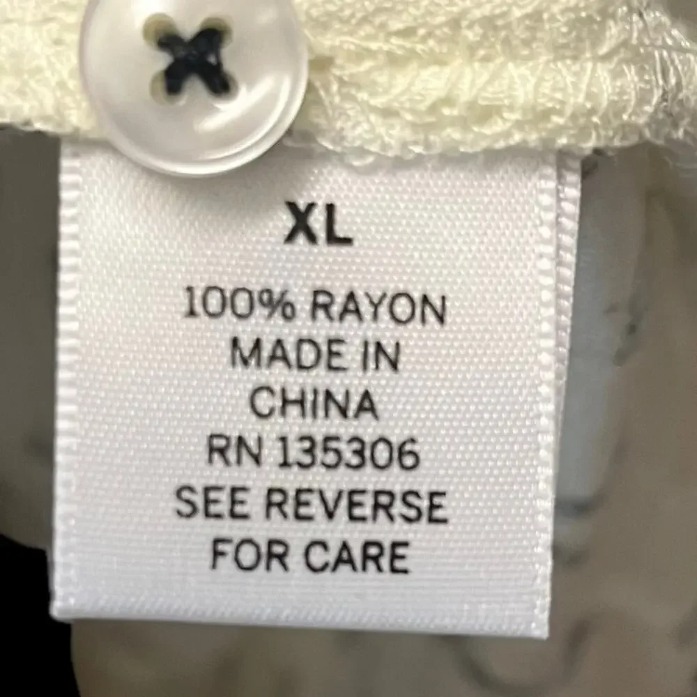 Dress Barn Blouse Womens XL Silver Key Fancy Button Down Collar Art to Wear